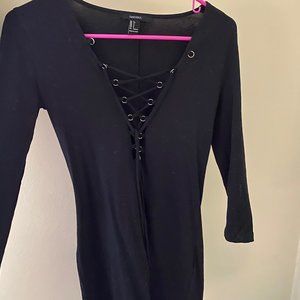 Lace-Up Body Con Dress